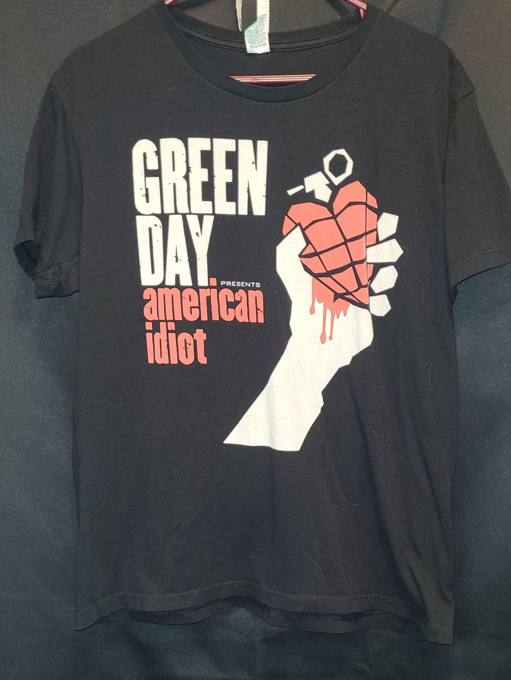 American Idiot Graphic Tee - Black with Red & White Print SIZE LARGE